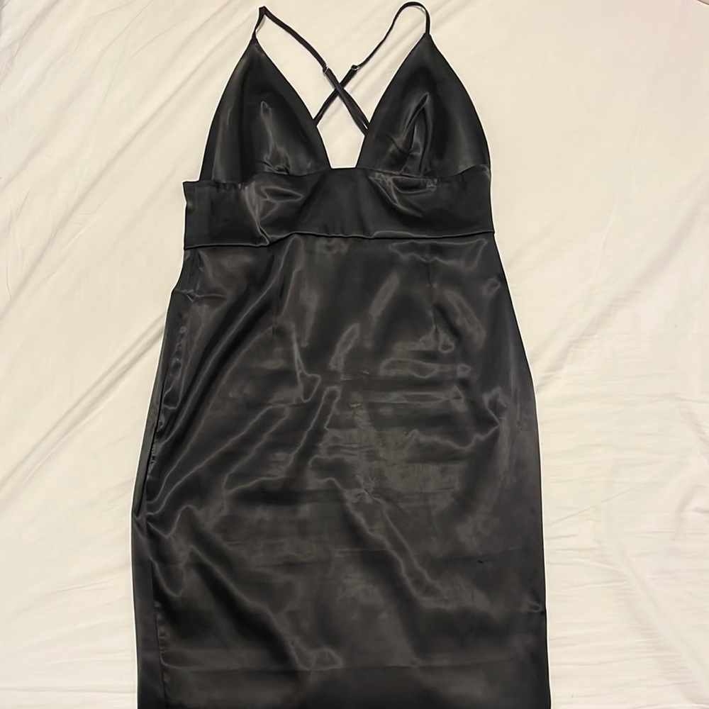 Dark grey silk party dress
